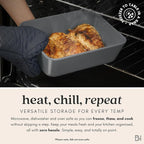 Ceramic Coated Glass Food Storage Container | No PTFE, PFOA, PFAS, and BPA | Reusable Non Toxic Meal Prep Container with Glass Lid | Easy To Store | 11 Cup Rectangle [Smoke]