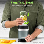 Nahida Blender for Smoothies, 1200W Smoothie Blender for Ices Crushing, Blenders with (2) 6-Fin Blades, Personal Blenders for Kitchen with 23oz, 32oz, 37oz Easy Go Cups for Juices,1200W, Blue