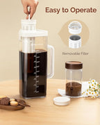 Maestri House Compact Cold Brew Coffee Maker, 64oz Iced Tea and Coffee Maker Brewer Space Saving Tritan Pitcher, 350 Mesh Filter, 100% Leak-Proof