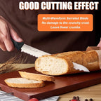 KUNIFU Bread Knife, 9.0 Inch Serrated Knife For Homemade Bread, Bread Slicer For Sourdough Cake Bagels