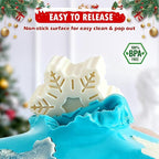 HKNMTT Snowflake Christmas Silicone Mold 12 Cavity for Holiday Soap Chocolate Cocoa Bomb Ice Candy Oreo Covered Jello Xmas Winter Wax, Oven Safe Baking Frozen Food Grade Moulds DIY Candle Craft Set