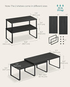 SONGMICS Cabinet Organizer Shelf, Set of 4 Kitchen Counter Shelves, Kitchen Storage, Spice Rack, Stackable, Expandable, Metal and Engineered Wood, Ink Black and Ebony Black UKCS028B01