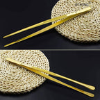 JETKONG 2 Pcs 12-Inch Cooking Tweezers Stainless Steel Food Tweezers Kitchen Tweezer Tongs (Gold)