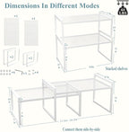 Set of 2 Kitchen Cabinet Organizer Shelf Stackable Sturdy Metal Counter Countertop Pantry Storage Rack