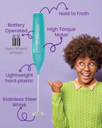 Elementi Powerful Frother Wand – Lightweight Milk Frother & Drink Mixer Handheld, Matcha Whisk for Dreamy Lattes, Powerful Coffee Mixer Wand & Blender Stirrer - Make Creamy Cappuccinos at Home (Teal)
