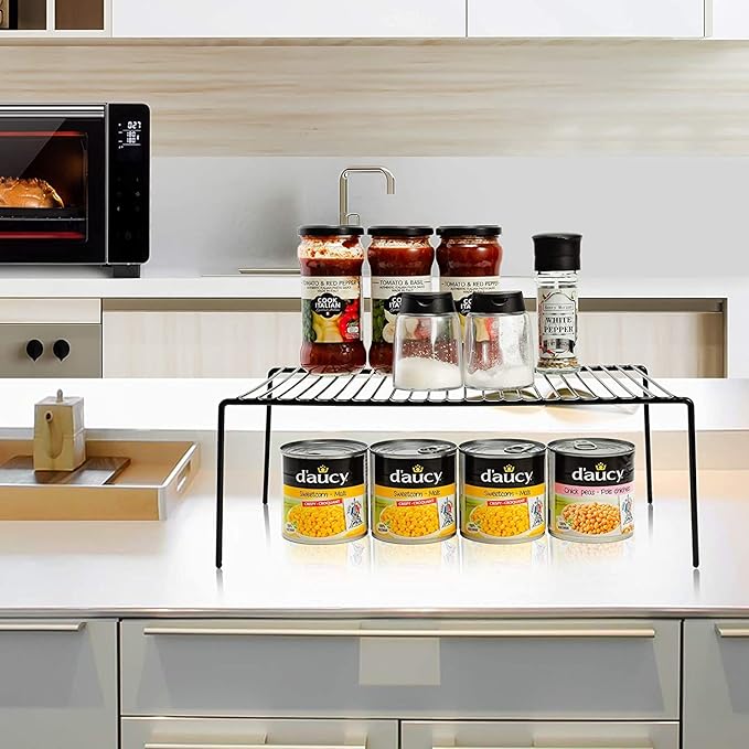 Cabinet Storage Shelf Rack Set of 6, Medium (13 x 9.4 inch) Rustproof Metal Wire Kitchen Cabinet Organizer and Storage, Cupboard Spice Shelf Rack for Plate, Dish, Counter & Pantry Organization