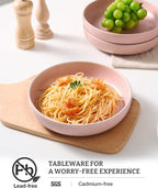 famiware Milkyway Pasta Bowls Set of 4, 8.5" Large Salad Bowls, Double Reactive Glaze, Sturdy & Stackable, Ideal for Housewarming, Festivals, Light Pink