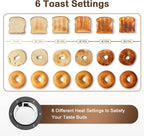 Mecity 4 Slice Toaster, Long Slot Toaster with Timer, Bagel, Defrost, Reheat, Cancel Functions, Warming Rack, Removable Tray, 6 Browning Settings, Extra Wide Slots, Stainless Steel, 1300W