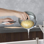 Tri-Ply Whole-Clad Stainless Steel Saucepan with Steamer,2.5 Qt Small Multipurpose Pot with Pour Spout,Strainer Glass Lid, 2 Quart Sauce Pan for Cooking with Stay-cool Handle.
