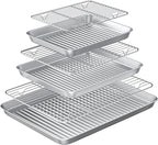Baking Sheet with Wire Rack Set: 3 Baking Pans + 3 Cooling Racks for Cooking and Baking - Stainless Steel Nonstick Bacon Pans for Oven, Warp Resistant & Heavy Duty & Rust Free