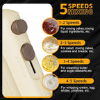 Lord Eagle 5-Speed Hand Mixer Electric Heldhand, 300W Compact Mixer for Baking, Egg Beater, Blending or Cooking, Portable & Lightweight, 5 Accessories, Cream