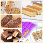 Rectangle Granola Bar Silicone Molds（8 Cavity），1 Inch Deep Chocolate Bar Baking Mold For Food，Homemade Snacks Cereal Protein Energy/Candy Bar - Set of 1