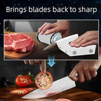 White Rolling Knife Sharpener, Professional Rolling Knife Sharpener Kit with 5 Magnetic Angle Offer 12/15/18/20/22° for Kitchen Knives (SET-B)
