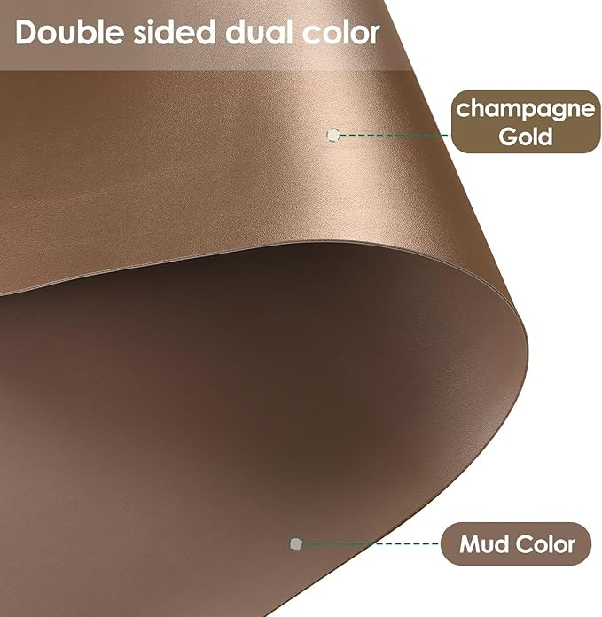 Leather Table Cover,1.8mm Thick,12x72 Inch Desk Cover,Dresser Cover Top,Dresser Protector Top,Dresser Cover,End Table Cover.(Mud Color+Champagne Gold,12x72)