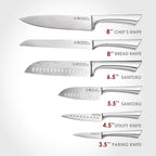 Cuisine::pro Damashiro Knife Block (Kumi, 7-Piece Chef Knife Set) - Japanese Steel Knife - Magnetic Knife Block- Damascus-Inspired Blade Kitchen Knives