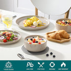 vancasso PLAYA Plates and Bowls Sets,12 Pieces Grey Dinnerware Sets for Kitchen,Reactive Glaze Dishes Set for 4,Dishwasher and Microwave Safe