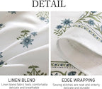 ISAENNE Designer White Linen Small Tablecloth Rectangular,Chinoiserie Floral Elegant Indoor Table Cloth,Fall Stain Proof Decor Tablecloths for Dining Thanksgiving Kitchen,55"*87"-Mosella F