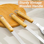 FJNATINH Cooking Utensils - Spatula and ladle Set with Wood Handle, 8 Pieces Wok Utensils Tools - Wok Accessories Cookware Set