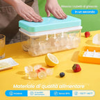 Ice Cube Tray with Lid and Bin, 32 pcs Ice Cubes Molds, Ice Trays for Freezer, Ice Cube Tray Mold, with 1 tray, Ice Freezer Container, Spill-Resistant Removable Lid & Ice Scoop, for Whiskey,Cocktail