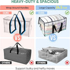BALEINE 6-Pack Oversized Moving Bags with Reinforced Handles, Heavy-Duty Storage Tote for Clothes, Moving Supplies (Clear, 6-Pack)