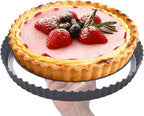 9 Inch Tart Pan with Removable Bottom, Carbon Steel Heavy Duty Nonstick Quiche Pan- Fluted Edges, Loose Bottom, 1.2-Inch Depth for Baking Fruit Tarts, Pies