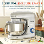CHeflee Stand Mixer,660W 6+P With 6.5QT Stainless Steel Bowl,Dough Hook, Wire Whip & Beater,for Most Home Cooks,Silver