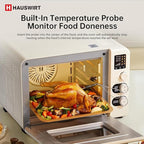 Hauswirt Toaster Oven Air Fryer, XL Large Convection Oven Countertop Rotisserie Chicken 42Qt 3-Tier for 5-8 People, 8 Mode Smart Toaster Stainless Steel 80°F - 500°F Quick & Even Crisp - Ivory