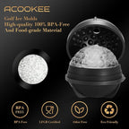Novelty Golf Ball Ice Maker Mold Set of 2, Funny Golf Gifts for Men Golfers, Golf Accessories for Men, 2.5" Large Sphere Round Whiskey Ice Cube Molds for Bourbon, Cocktails