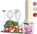 Cordless Hand Mixer MixgoII, Handheld Mixer Electric Whisk & Milk Frother, Hand Held Mini Mixers, Rechargeable Hand Mixer and Whisker, Food Processor for Cooking, Food Chopper, 4-Speed, 10Oz