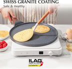 SENSARTE Nonstick Crepe Pan, Swiss Granite Coating Dosa Pan Pancake Flat Skillet Tawa Griddle 12-Inch with Stay-Cool Handle, Induction Compatible