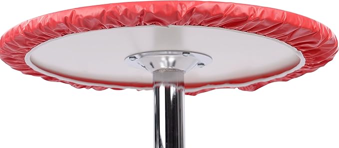 Yourtablecloth Heavy Duty Vinyl Round Fitted Tablecloth (Table Cover) with Flannel Backing Vibrant Colors Elasticized Tablecloth Great for Indoor and Outdoor Dining and Playing Cards 48” Camel Print