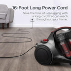Eureka Bagless Canister Vacuum Cleaner, Lightweight Vac for Carpets and Hard Floors, Red, Whirlwind NEN110D