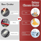 Ourokhome Rotary Cheese Grater Hand Crank, Kitchen Shredder Speed Mandolin Slicer Ice Shaver with Handle and Drum Blades for Cheese, Vegetable, Nuts, Chocolate, Potato, Carrot, 5 Blades, White
