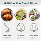 COOKLEE Stand Mixer, 9.5 Qt. 660W 10-Speed Electric Kitchen Mixer with Dishwasher-Safe Dough Hooks, Flat Beaters, Wire Whip & Pouring Shield Attachments for Most Home Cooks, Silver