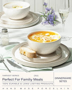 Getstar Dinnerware Sets, Plates and Bowls Sets (10.5” Dish + 8” Dish + 6” Bowl) for 4, Microwave Dishwasher Safe, 12 PCS Ceramic Dinnerware Sets