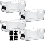 Clear Plastic Storage Bins, Perfect for Kitchen Organization or Pantry Organizers and Storage, Refrigerator Freezer Fridge Organizer Storage Containers Bin for Organizing Medicine Cabinet Organizer