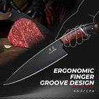 Kitchen Knife Set with Bag - 6 PCS Chef Knife Set - Cleaver, Boning, Fillet, Santoku, Kitchent Utility Knife, Chef Knife with Full Tang Wooden Handle, Butcher Knife Set for Men, Ideal Gift