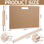Newtay 12 Pcs Pottery Tools Include 1 Wood Rolling Pin Sculpting Polymer Clay Tools 1 Portable Wedging Board for Pottery with Built in Handle and 10 Pcs 5 Size Pottery Teaching Rolling Mud Stick Guide