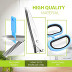 Herb Scissors with 5 Blades & Cleaning Kit, Stainless Steel Kitchen Shears for Herbs, Lettuce, Cilantro, Dishwasher Safe, Soft-Grip Handle