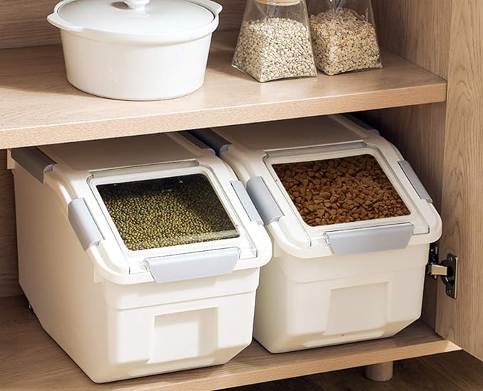 CITY BABY 2 Pack Airtight Flour Storage Container With Scoop,Dry Food, Sugar, Baking Supplies,Rice Container Set -BPA Free- Pet Food Storage Container,Dog Cat Birds Food Bin(20 lb)
