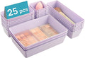 Vtopmart 25 PCS Plastic Drawer Organizers Set, 4-Size Versatile Bathroom and Vanity Drawer Organizer Trays, Storage Bins for Makeup, Bedroom, Kitchen Gadgets Utensils and Office