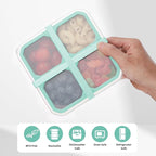 4 Pack Stainless Steel Snack Containers with Lids 4 Compartment Food Storage Containers for Adults Meal Prep Reusablele for work or going out. (BLUE, 4)
