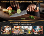 XINZUO 8 Inch Damascus Chef Knife,67 Layers Damascus Steel Kitchen Knife,Sharp Professional Japenese Chef Knife with Gift Box, Dark Brown Pakkawood Handle