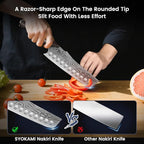 Nakiri Chef Knife, 7.2 Inch Japanese Style Vegetable kitchen Knife, Razor Sharp for Precision Cutting, Damascus Pattern, Ergonomic Full Tang Wooden Handle, Birthday Wedding Cooking Gifts