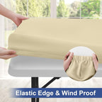 homing Rectangle Table Cloth Cover, Waterproof Polyester Elastic Fitted Tablecloth, Fits for 4 Foot Folding Tables, Washable Table Protector for Picnic, Camping, Outdoor (Champagne, 24" x 48")