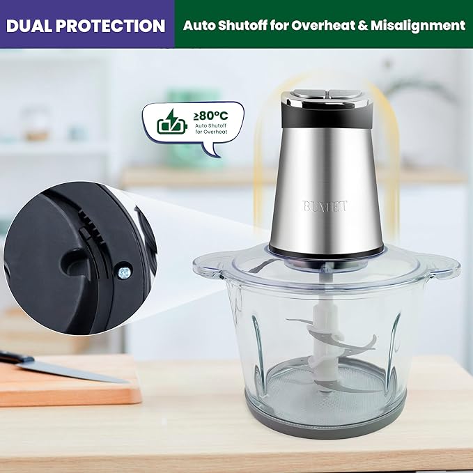 Electric Food Processor Meat Grinder 800W 2x12cups LED Timer Electric Food Chopper Vegetable chopper 3 layers 6 blades for Mincing Puree for home use kitchen aid for pet food,baby food