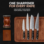 Rolling Knife Sharpener Kit – Premium Walnut Wood Kitchen Knife Sharpener for 15° & 20° Edge - Magnetic Knife sharpener with Diamond & Stainless Disc #1000/#3000