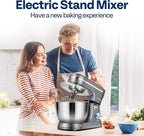 VIVOHOME 4.75 Quart Stand Mixer, 8 Speed Kitchen Electric Food Mixer, Household Stand Mixer for Baking, Cake, Bread with Beater, Dough Hook, Wire Whip and Egg Separator, Gray