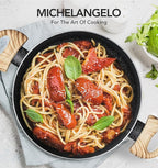 MICHELANGELO 8 Quart Stock Pot with Lid, Nonstick Cooking Pots, 8 Qt Soup Pot with Lid, Large Induction Pots for Cooking, Stockpot with Healthy Coating