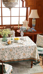 patdrea Designer French Linen Table Cloth for Rectangle Table,Vintage Fall Decorative Tablecloth,Floral Decoration Cover for Kitchen Dining Christmas,Tea Party,Thanksgiving,63"x87"-Littledaisy